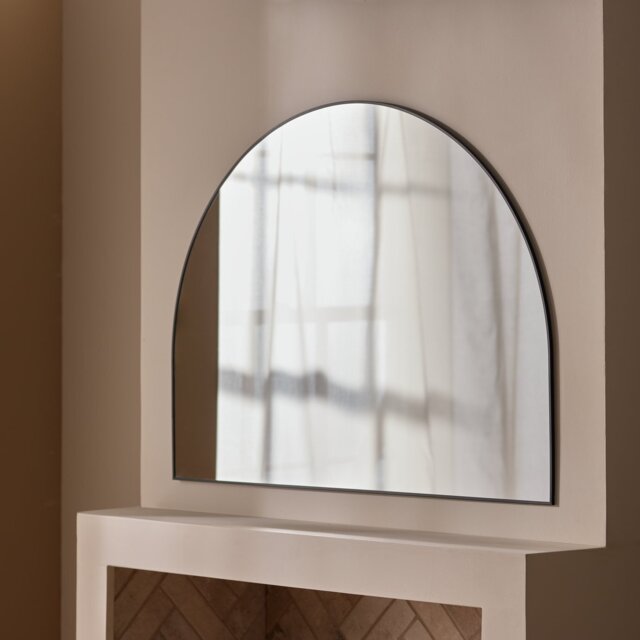 Habitat Overmantle Black Aluminium Arch Wall Mirror - 100x75cm - image 1