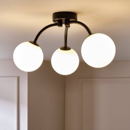Argos Home Opal Ball 3 Light Flush to Ceiling Light - Black - thumbnail 1
