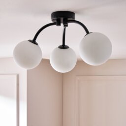 Argos Home Opal Ball 3 Light Flush to Ceiling Light - Black - thumbnail 2