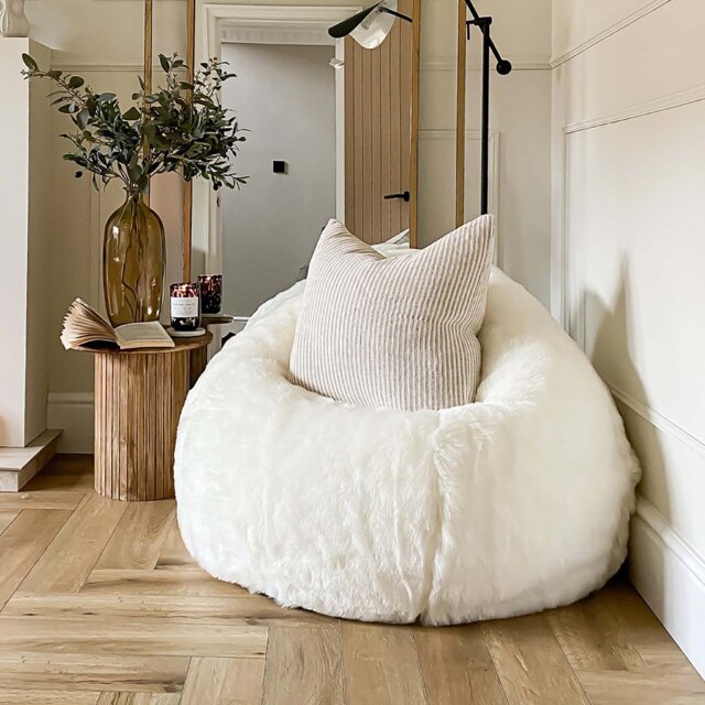 rucomfy Hygge Faux Fur Bean Bag - Natural - image 1
