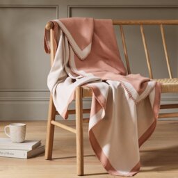 Habitat Blanket Stitch Throw - Plaster Pink - 125x150cm - thumbnail 1