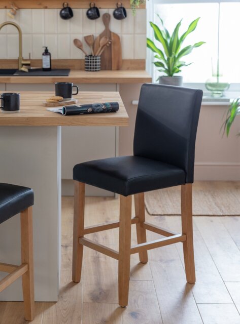 Argos Home Winslow Faux Leather Bar Stool - Grey - image 1