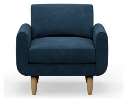 Hutch Velvet Round Arm Armchair - Ink Blue
