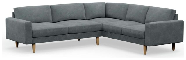 Hutch Velvet Block Arm 6 Seater Corner Sofa - Slate Grey - image 1