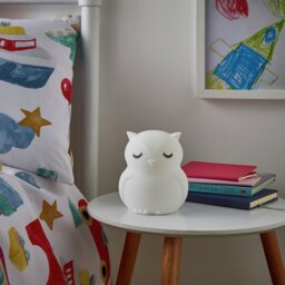 Glow Owl Silicone LED Colour Changing Kids Night Light-White - thumbnail 1