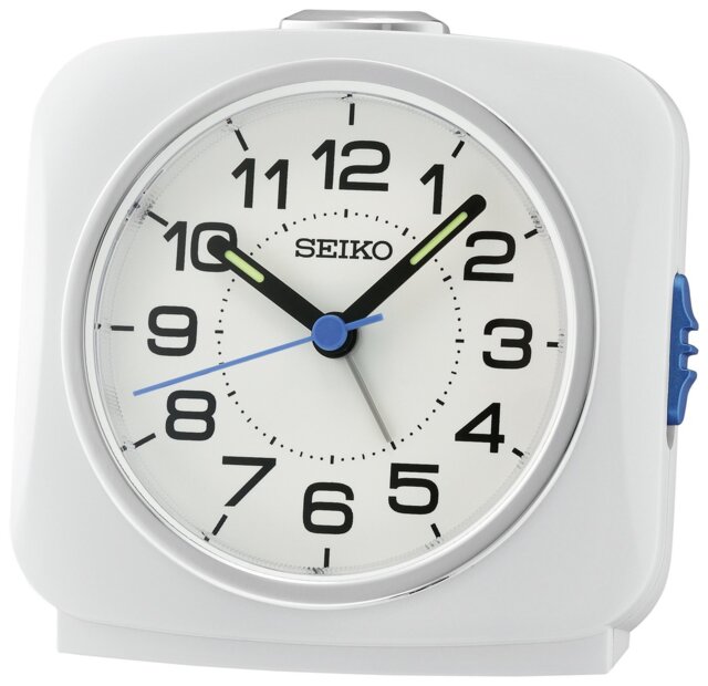Seiko Clocks Square Sweep Analogue Alarm Clock - White - image 1
