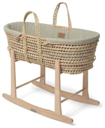 Clair de Lune Organic Palm Moses Basket With Stand - Sage - thumbnail 1