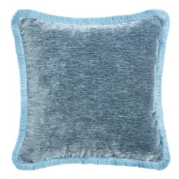 Habitat Fringed Chenille Cushion Storm Blue - 43x43cm - thumbnail 2