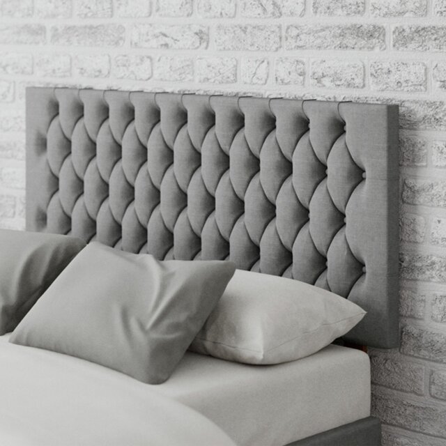Aspire Monroe Linen Double Headboard - Grey - image 1