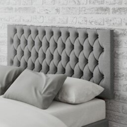 Aspire Monroe Linen Double Headboard - Grey - thumbnail 1