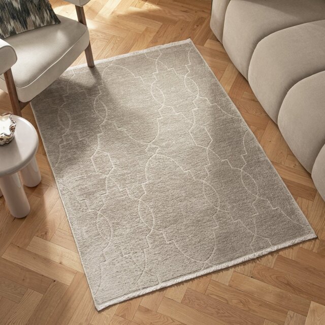 Habitat Luxe Chenille Neutral Flatweave Rug - 120x170cm - image 1