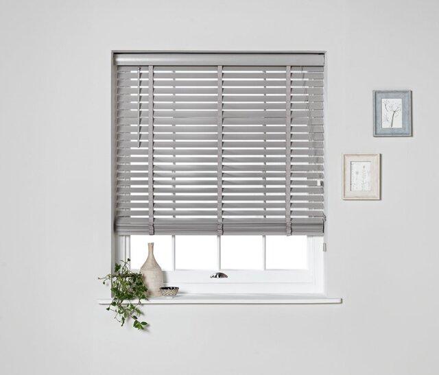 Argos Home Wooden Grey 50mm Slat Venetian Tape Blind - 90cm - image 1
