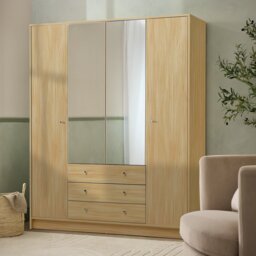 Argos Home Malibu 4 Dr 3 Drawer Mirror Wardrobe-Beech Effect - thumbnail 2