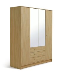 Argos Home Malibu 4 Dr 3 Drawer Mirror Wardrobe-Beech Effect - thumbnail 1
