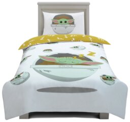 Mandalorian Kids White and Yellow Bedding Set Single by Argos