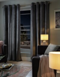 Habitat Dimout Velvet Eyelet Curtains - Grey - 229x229cm - thumbnail 2