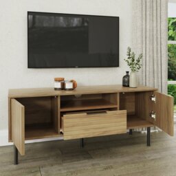 GFW Nervata Coffee Table and TV Unit - Oak - thumbnail 2