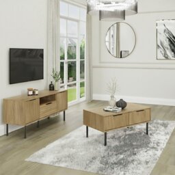 GFW Nervata Coffee Table and TV Unit - Oak