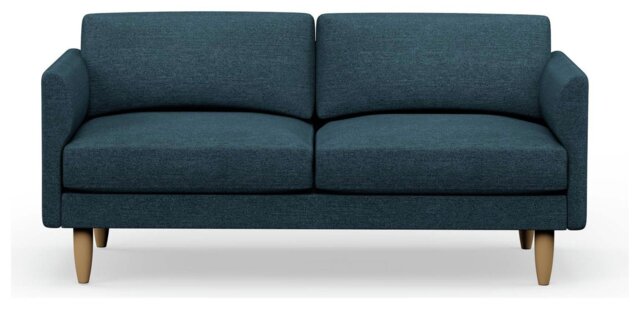 Hutch Fabric Curve Arm 3 Seater Sofa - Aegean Blue - image 1