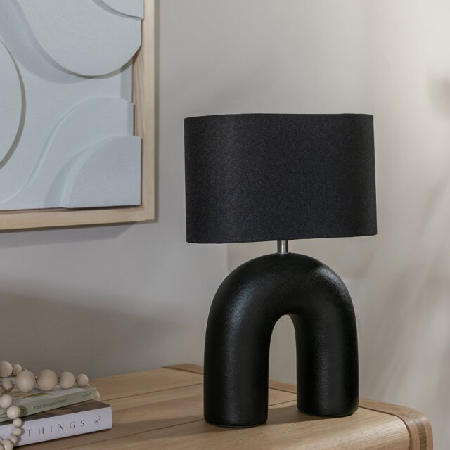 Argos Home Wishbone 37cm Ceramic Table Lamp - Black - image 1