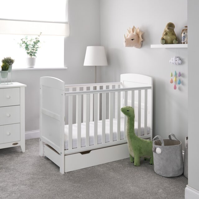 Obaby Grace Baby Cot Bed & Drawer - White - image 1
