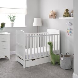 Obaby Grace Baby Cot Bed & Drawer - White - thumbnail 1