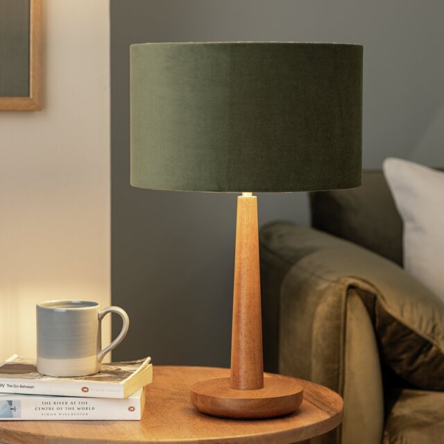 Habitat Tapered Wood Table Lamp - Walnut & Green - image 1