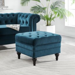 Habitat Chesterfield Velvet  storage  Footstool - Green - thumbnail 2