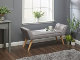 GFW Milan Fabric Upholstered Bench - Grey - thumbnail 2