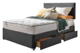 Silentnight Memory Small Double 4 Drawer Divan Bed-Charcoal - thumbnail 1