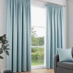Fusion Galaxy Thermal Pencil Pleat Curtains - Duck Egg - 229x183cm - thumbnail 1