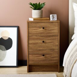 Argos Home Malibu 3 Drawer Bedside Table - Walnut - thumbnail 1