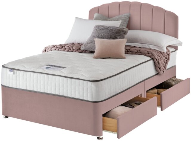Silentnight Middleton Double Memory 4 Drawer Divan Bed- Pink - image 1