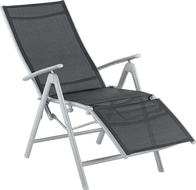 Argos Home Malibu Folding Recliner Garden Chair - Black - image 1