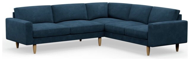 Hutch Velvet Block Arm 6 Seater Corner Sofa - Ink Blue - image 1