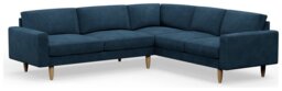 Hutch Velvet Block Arm 6 Seater Corner Sofa - Ink Blue - thumbnail 1