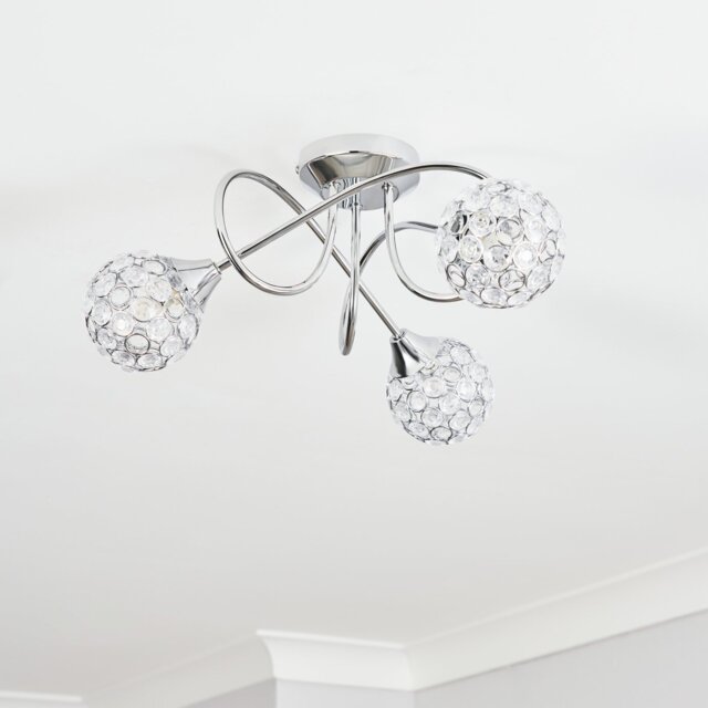 BHS Orchid Glass Flush to Ceiling Light - Silver - image 1