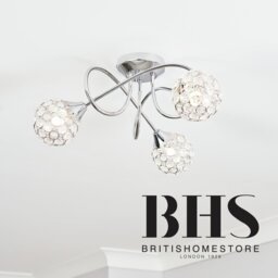 BHS Orchid Glass Flush to Ceiling Light - Silver - thumbnail 2