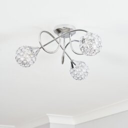 BHS Orchid Glass Flush to Ceiling Light - Silver - thumbnail 1