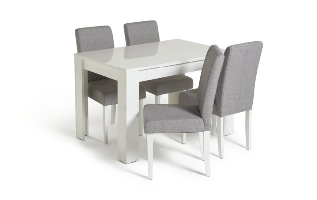 Argos Home Miami Non-Ext White Dining Table & 4 Grey Chairs - image 1