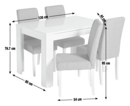 Argos Home Miami Non-Ext White Dining Table & 4 Grey Chairs - thumbnail 2