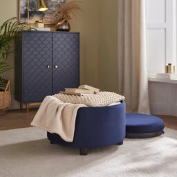 GFW Delilah Velvet Storage Ottoman - Blue - thumbnail 2
