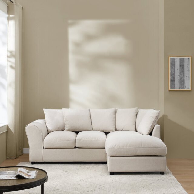 Argos Home Harry Small Right Hand Chenille Corner Sofa - Natural - image 1