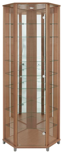 Argos Home 7 Shelf Glass Corner Display Cabinet - Natural - image 1
