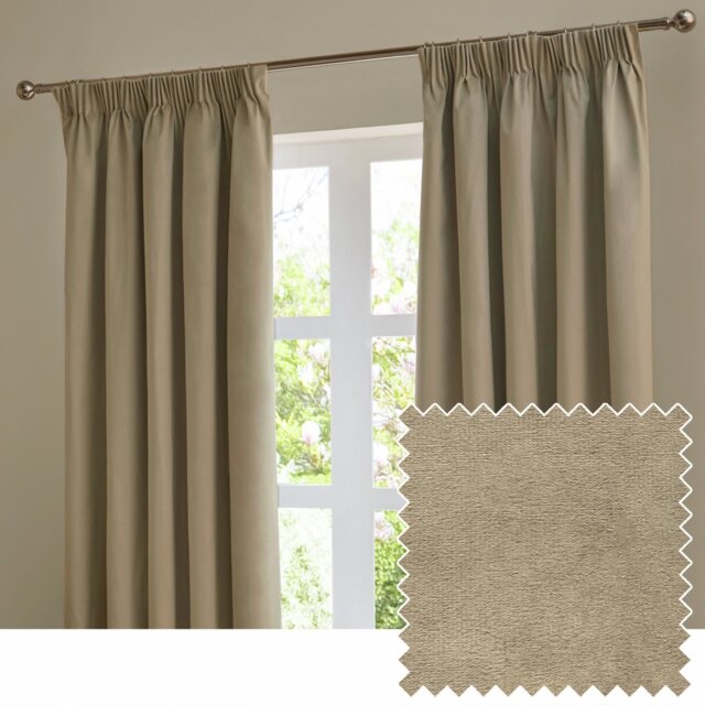 Furn Ultimate Velvet Blackout Pencil Pleat Curtains - Mocha - 229x229cm - image 1