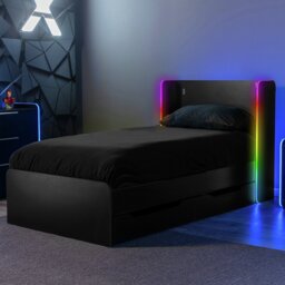X Rocker Electra Single Gaming Storage Bed with LED - Black