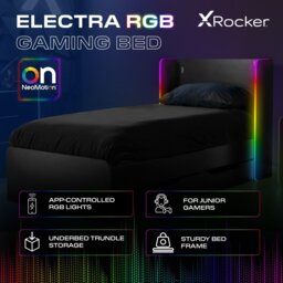 X Rocker Electra Single Gaming Storage Bed with LED - Black - thumbnail 2