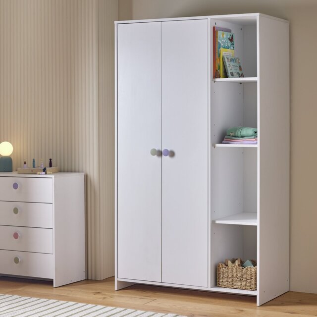 Argos Home Juno 2 Door Open Shelf Wardrobe - White - image 1
