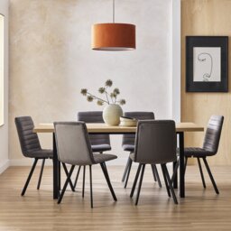Argos Home Zayn Birch Dining Table & 6 Charcoal Chairs