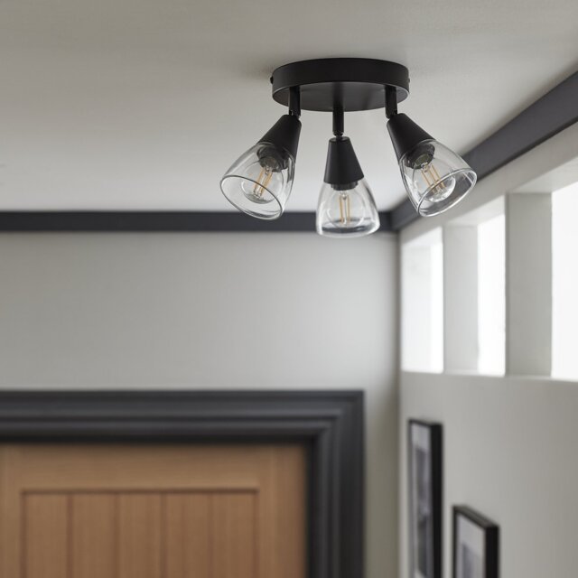 Argos Home Plate Curico Metal 3 Light Ceiling Light - Black - image 1